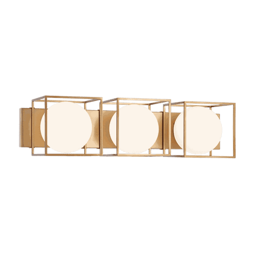 Aged Gold Brass Three Light Wall Sconce from the Squircle Collection