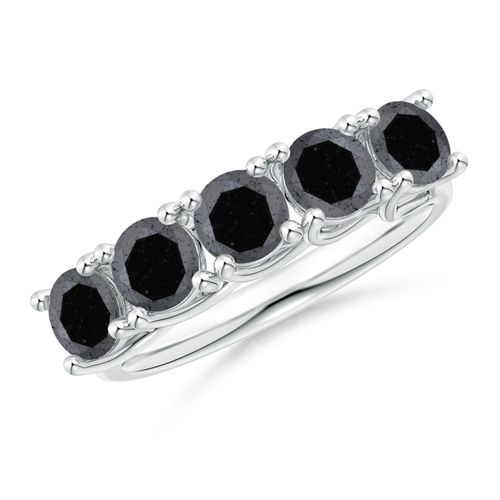 Angara 2.5 Carats Half Eternity Five Stone Enhanced Black Diamond Wedding Ring in 14K White Gold
