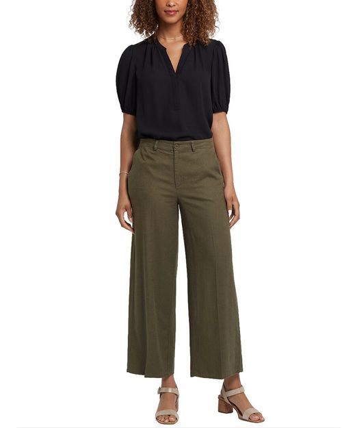 Morgan Bay Leaf Linen-Blend Trouser