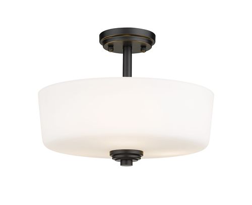 Arlington 3-Light Semi Flush Mount Ceiling Light In Matte Black