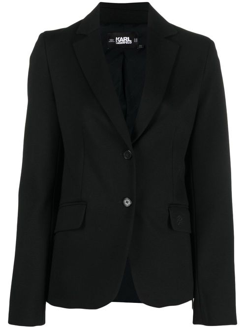 Embroidered-logo fitted blazer - Black