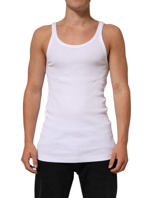 Cotton Round Neck Tank Top — White