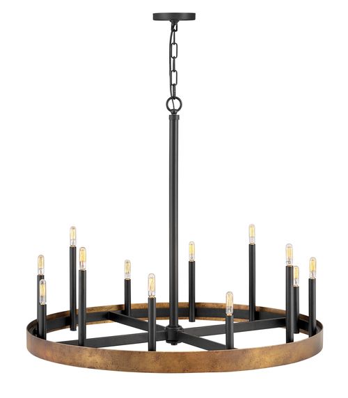 Wells 12-Light Chandelier in Weathered Bra