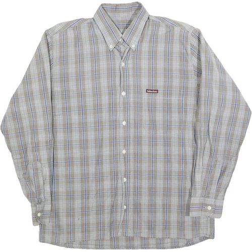 MARLBORO Mens Blue & Brown Check Shirt M Button-Down Collar Long Sleeve Casua
