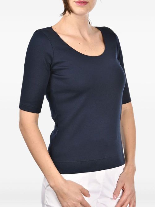 Scoop-neck cotton T-shirt - Blue