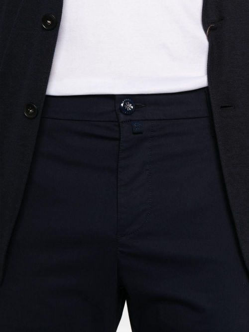 Tapered Cotton Trousers — Navy