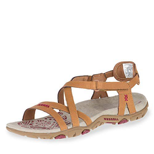 Merrell Women's Sandspur Rose Leather Sandal, Dark Earth, 8 M US