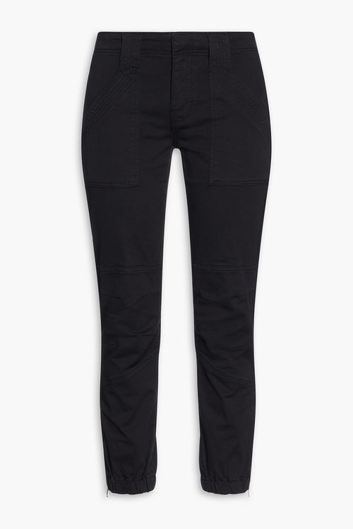 Cotton-blend twill tapered pants