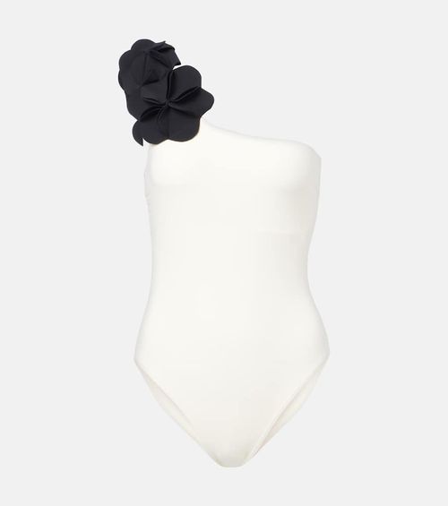 Tess floral-appliqué one-shoulder swimsuit