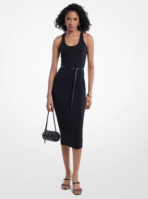 Belted Stretch Matte Jersey Racerback Tank Dress
