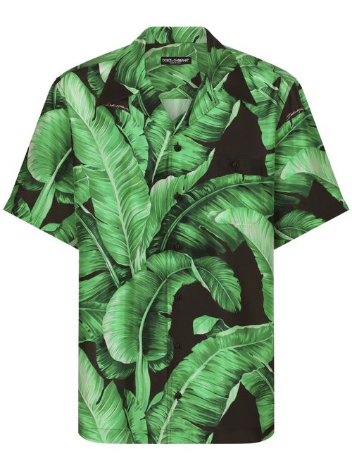 Leaf-print silk shirt - Green