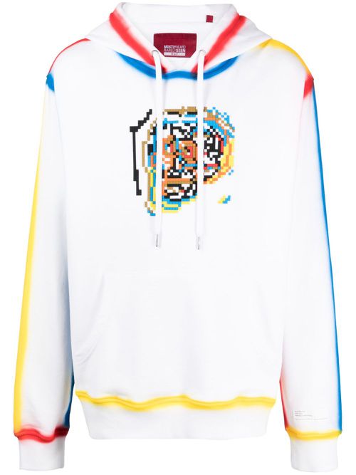 Skull Blowing graphic-print cotton hoodie - White