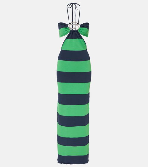 Cutout striped maxi dress