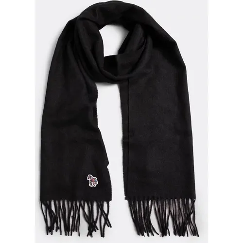 Men's Paul Smith Mens Zebra Patch Wool Scarf - Black - Size: ONE size