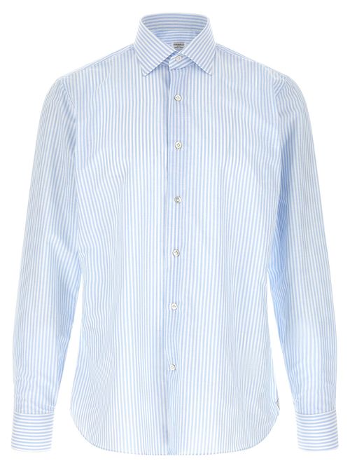 Striped Cotton-Linen Shirt — Blue