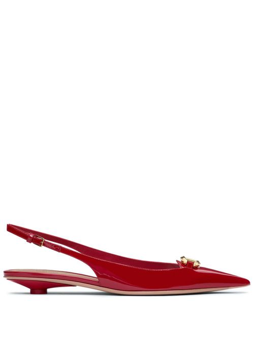 VLogo Signature leather slingback ballerina shoes - Red