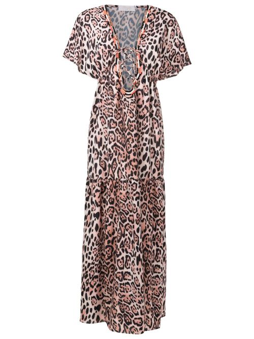 Leopard-print beach dress - Brown