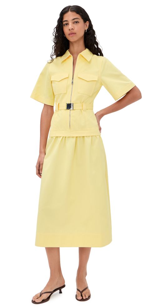 Pearl Belted Dress Butter Yellow