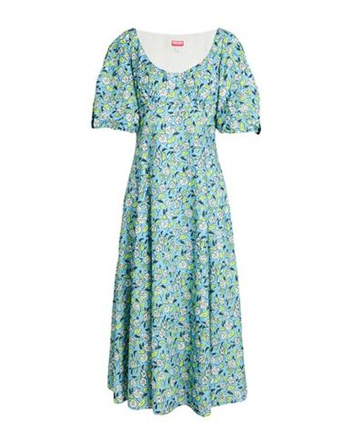 Woman Midi dress Light blue Size 12 Cotton