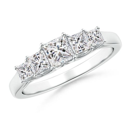 Angara 0.36 Carat Graduated Princess-Cut Trellis Diamond Five Stone Ring in 18K White Gold