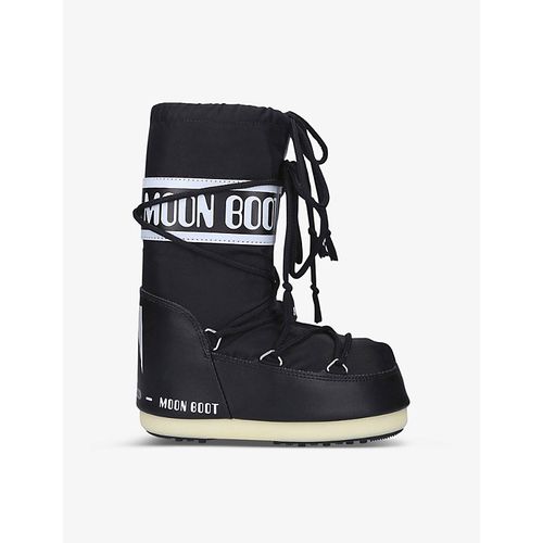 Girls Black Kids Icon Junior Branded Nylon Snow Boots 