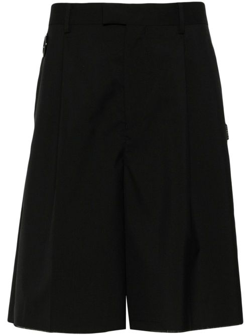 Mid-rise wide-leg shorts - Black