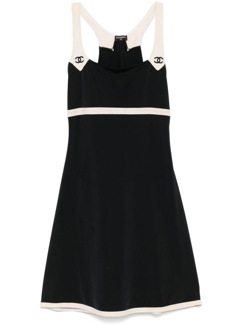2000s CC-logo embroidery beach dress - Black