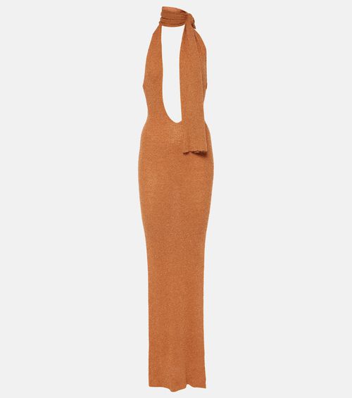Aya Muse Alula belted lamé maxi dress