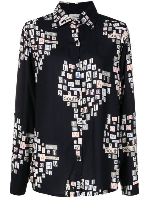 Graphic-print long-sleeve shirt - Black