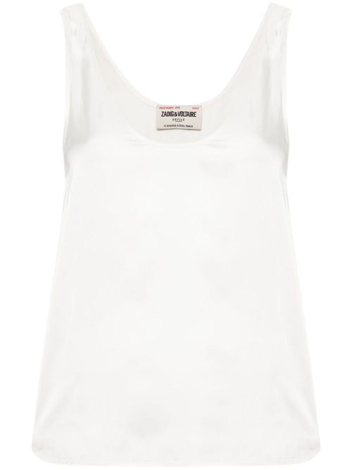 Scoop-neck satin tank top - Neutrals