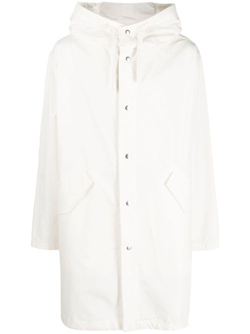 Rear logo-print hooded coat - White