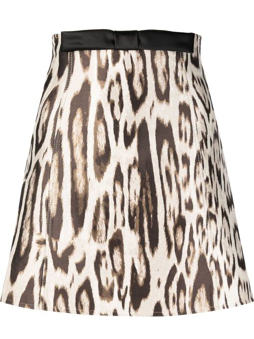 Bow-detail animal-print skirt - Neutrals