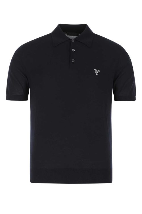 Logo-Embroidered Wool Polo Shirt — Navy