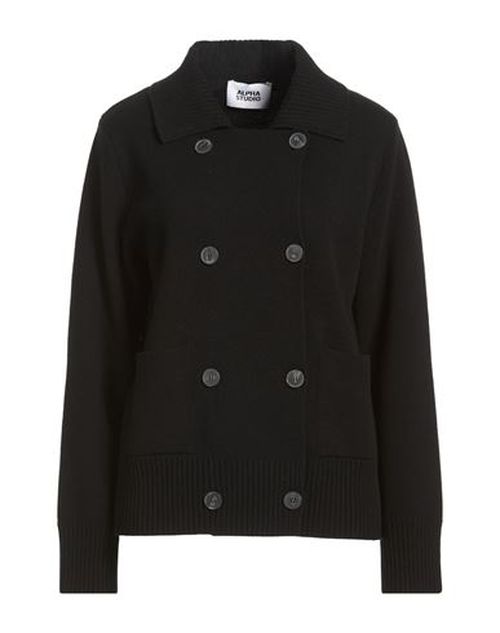 Woman Cardigan Black Size 6 Wool