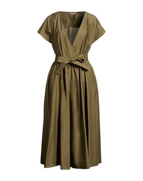 Woman Midi dress Military green Size L Cotton