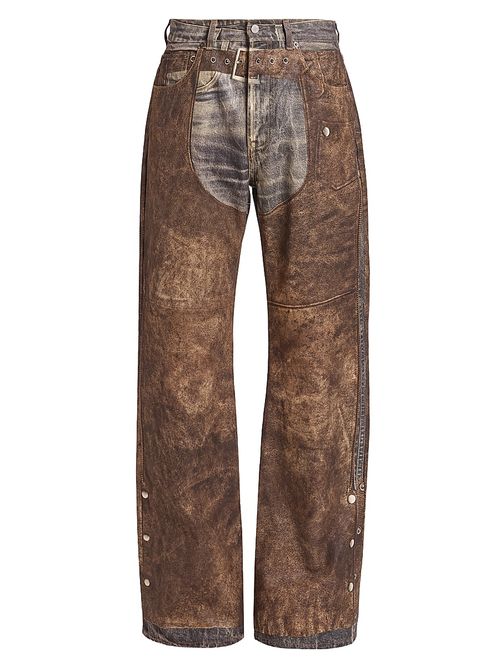 Men's Trompe L'Oeil Cotton Chaps Jeans - Blue Brown