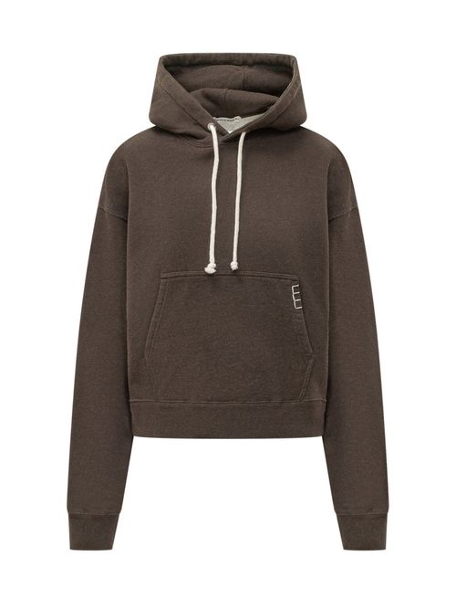 Brown Solid Hood Sweatshirt