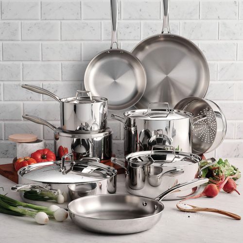 14-Piece Tri-Ply Clad 10 Stainless Steel Cookware Set