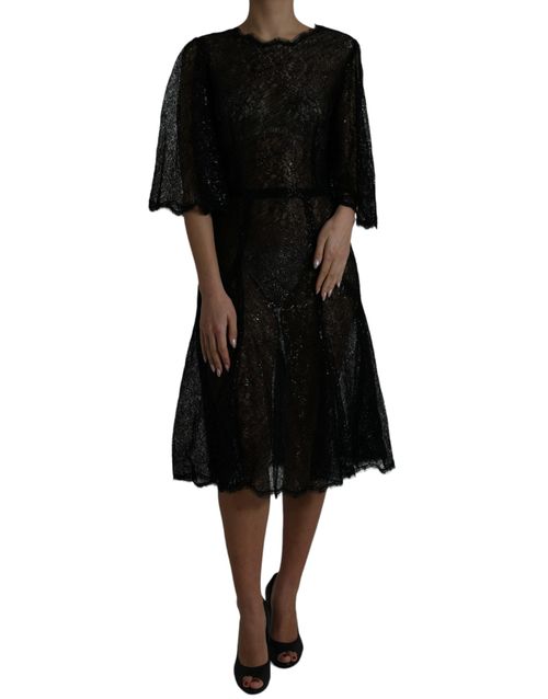 Floral Lace Dress — Black