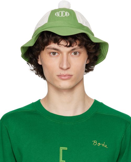 Bode Green & White Paneled Grandfather Bucket Hat
