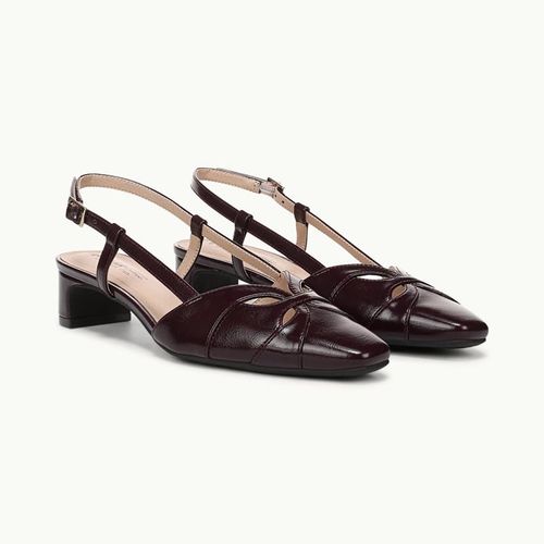 Stride Landon Slingback Pump Shoes Chocolate Plum Faux Leather