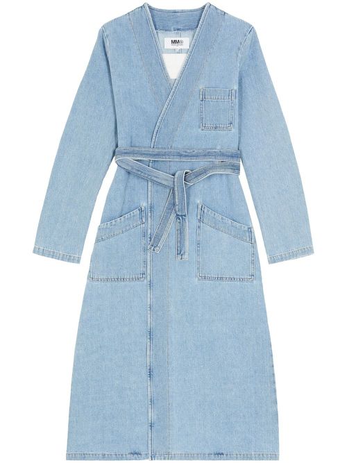 Denim belted trench coat - Blue