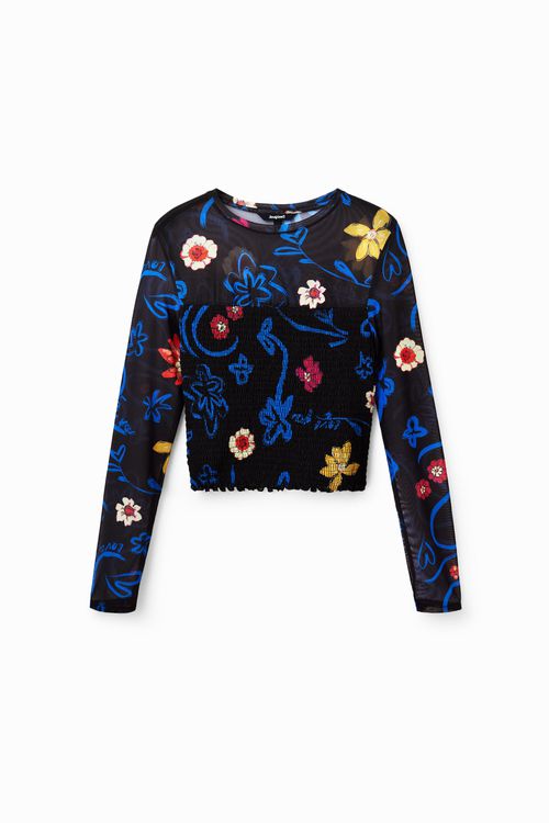 Short slim floral T-shirt