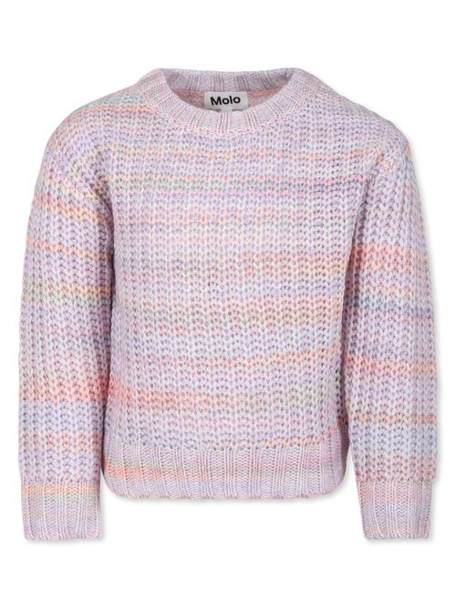 Stripe-pattern cable-knit jumper - Pink