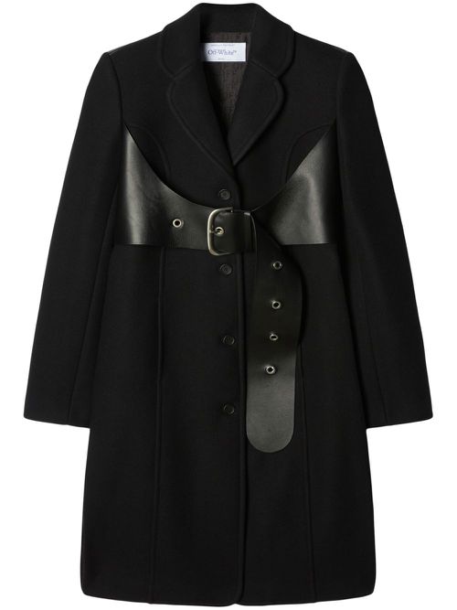 Belted single-breasted coat - Black