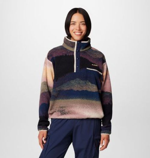 Women's Helvetia  II Printed Cropped Half Snap Fleece Pullover-