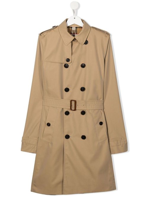 TEEN double-breasted trench coat - Neutrals