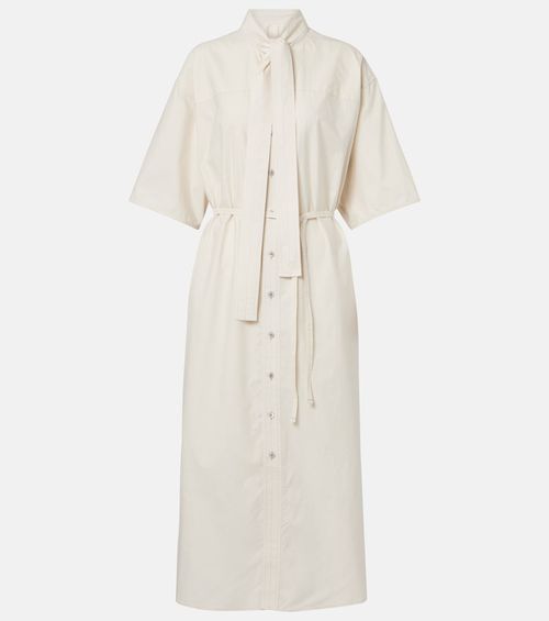 Tie-neck cotton and silk shirt dress