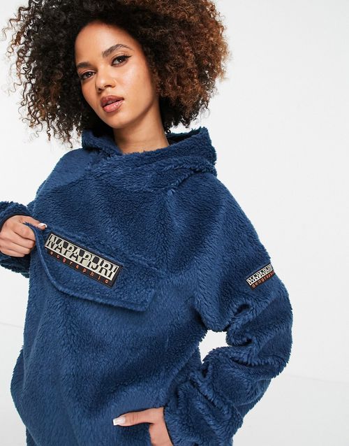 Patch Curly hoodie in navy