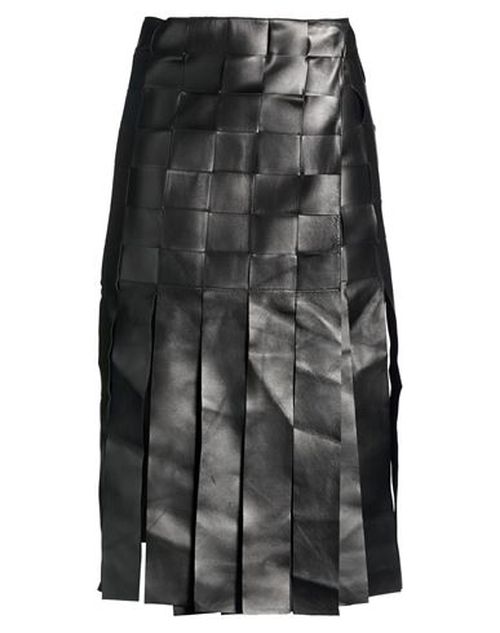 Woman Midi skirt Black Size 10 Leather